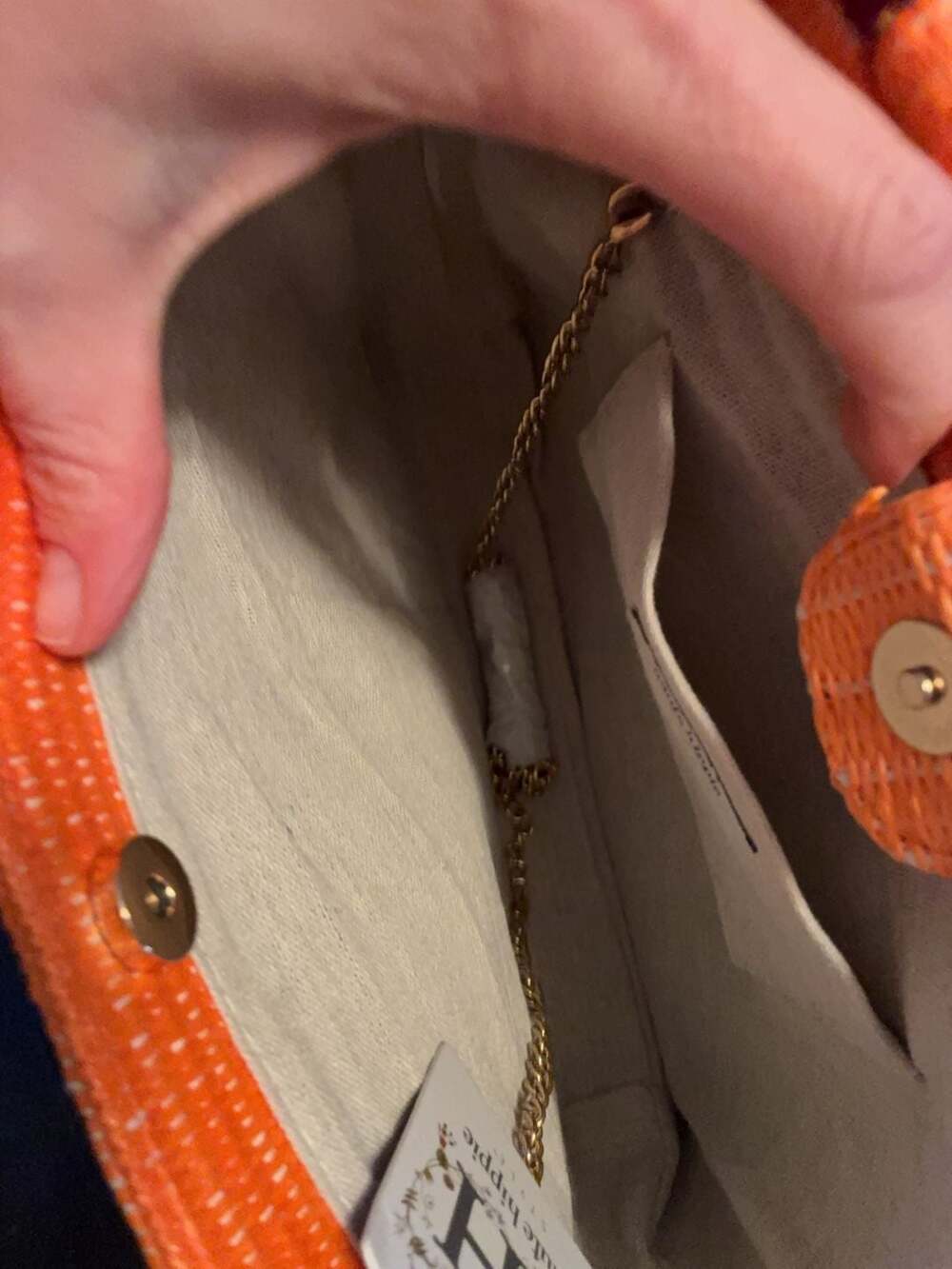 Haute Hippie Style Orange Woven Straw Floral Tote Bag A470 - Picture 7 of 10
